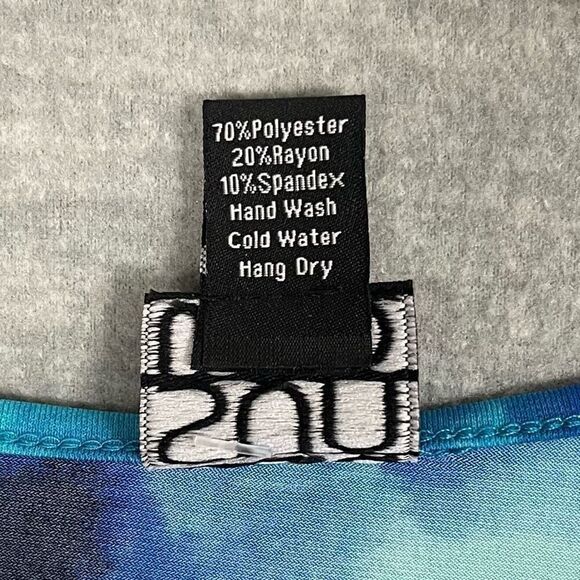 Clara Sun Woo Artsy Swing Tunic Womens XS Shades of Blue Asymmetric Cut Out Top - Picture 7 of 10